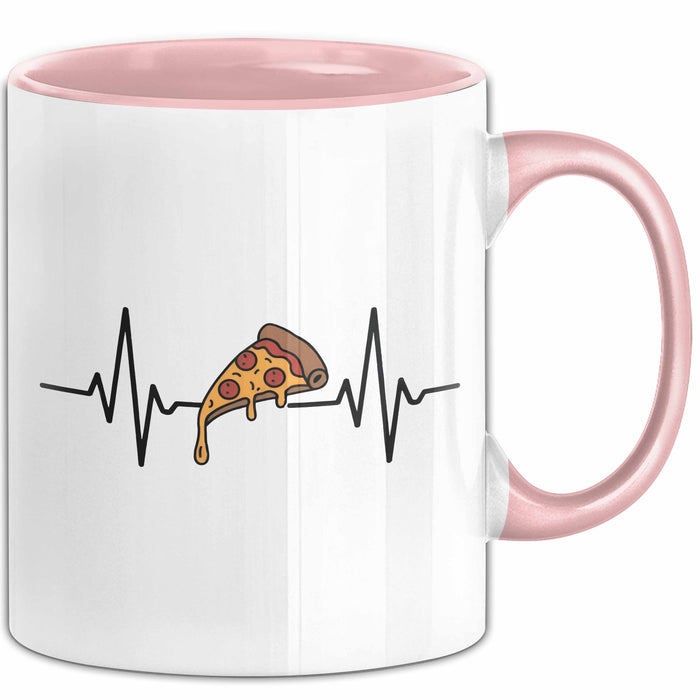 Pizzaesser Tasse Geschenk Pizza Herzschlag Essensliebhaber Rosa Trendation