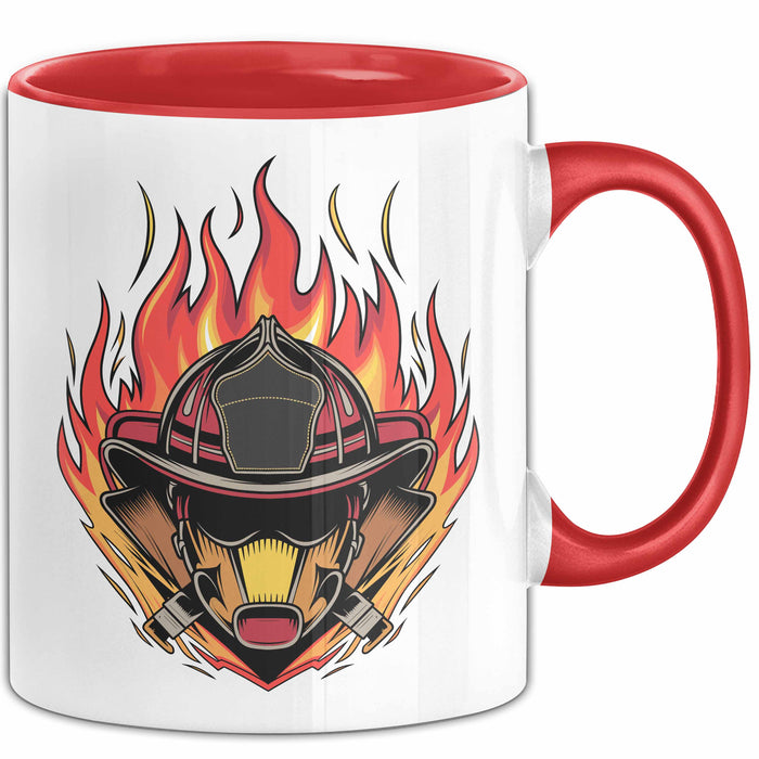 Feuerwehrmann Tasse Geschenkidee für Feuerwehrmann Spruch Rot Trendation