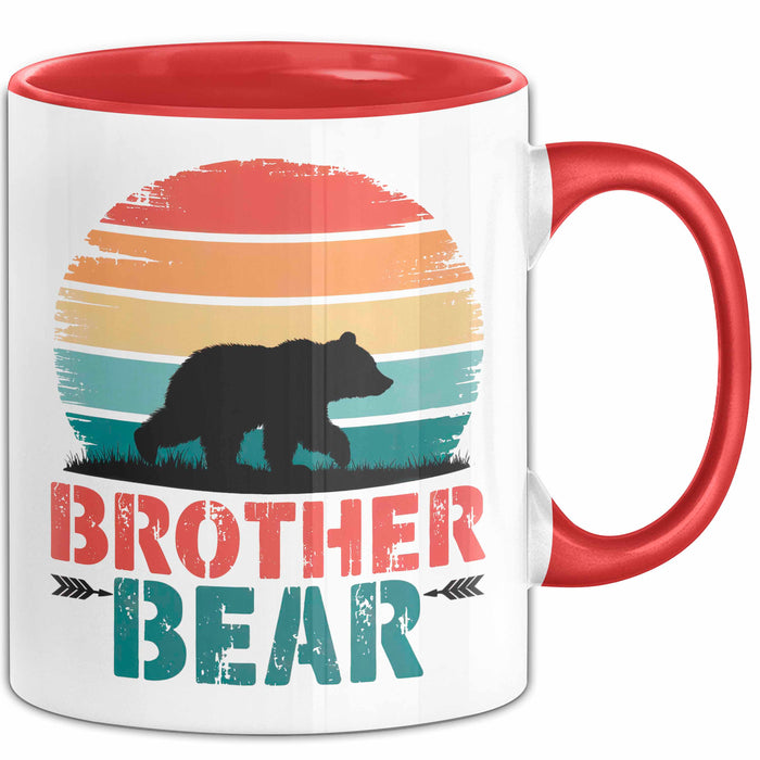Retro Bruder Bär Tasse Geschenk Lustige Geschenkidee Spruch Rot Trendation