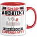 Architekt Tasse Geschenk für Architekt Geburtstag Lustiger Spruch Kaffee-Becher Was Ist Deine Superkraft Rot Trendation