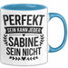 Sabine Tasse Geschenk Perfekt Sein Kann Jeder Geschenkidee Geburtstag Blau Trendation