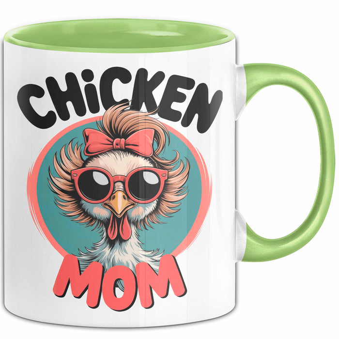 Huhn Tier Bauer Tasse Becher Geschenk Lustige Geschenkidee Spruch Hühnermama Grün Trendation