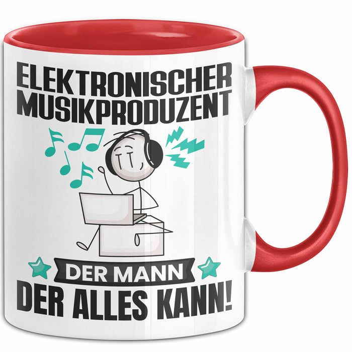 ElektronischerMusikproduzent Tasse Geschenk für ElektronischerMusikproduzent Der Mann Der Alles Kann Geschenkidee zum Geburtstag Rot Trendation