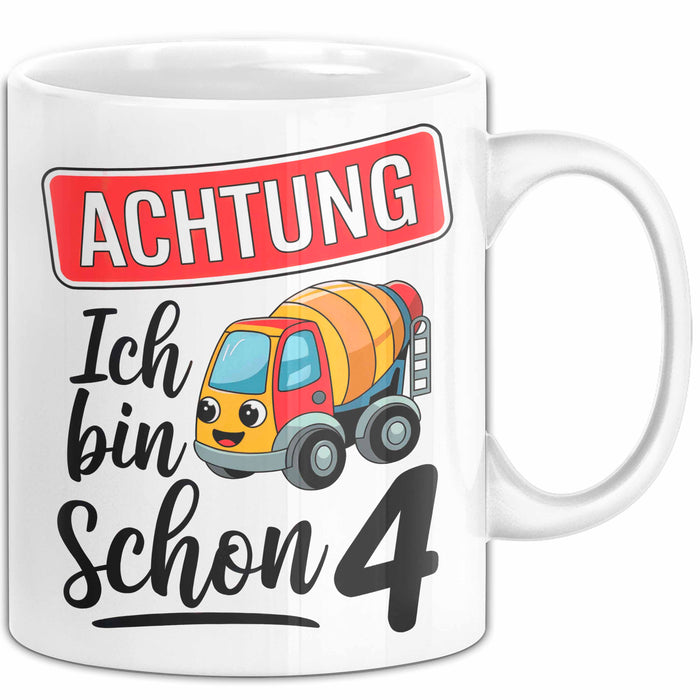 4. Geburtstag Tasse Geschenk Ich bin schon 4 Geschenkidee Geschenkidee Lustig Weiß Trendation