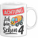 4. Geburtstag Tasse Geschenk Ich bin schon 4 Geschenkidee Geschenkidee Lustig Weiß Trendation