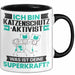 Katzenschutzaktivist Tasse Geschenk für Katzenschutzaktivist Geburtstag Lustiger Spruch Kaffee-Becher Was Ist Deine Superkraft Schwarz Trendation