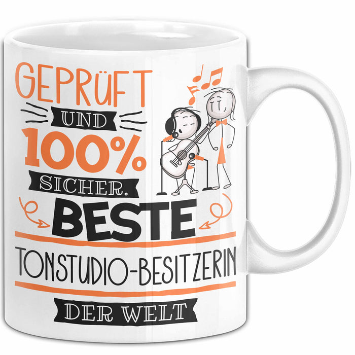 Beste Tonstudio-Besitzerin Der Welt Tasse Geschenk für Eine Tonstudio-Besitzerin Geprüft Und Sicher Geschenkidee Geburtstag Weihnachten Weiß Trendation