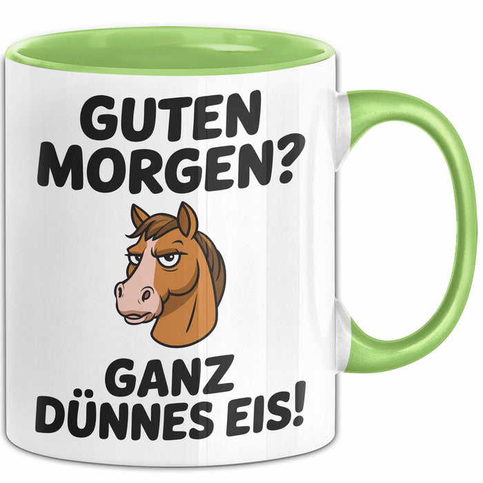 Morgen Tasse Geschenk Guten Morgen Ganz Duennes Eis Geschenkidee Lustig Grün Trendation