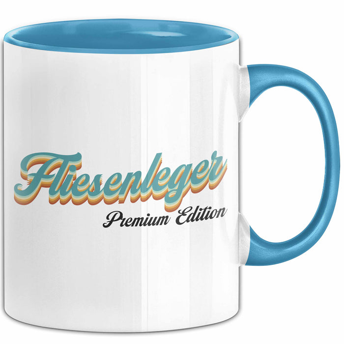 Fliesenleger Premium Edition Tasse Geschenk Fliesenleger Kaffee-Becher Blau Trendation
