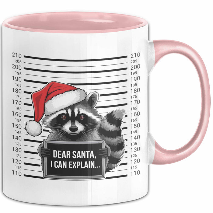 Waschbär Tasse Geschenk Dear Santa I Can Explain Geschenkidee Weihnachten Xmas Becher Rosa Trendation