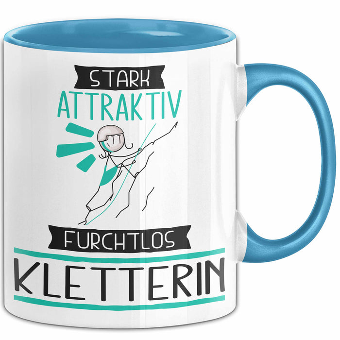 Kletterin Tasse Geschenk Becher Stark Attraktiv Furchtlos Kletterin Lustige Geschenkidee Blau Trendation
