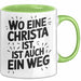Christa Tasse Geschenk Wo Eine Christa Ist Ist Auch Ein Weg Geschenkidee Becher mit Name Grün Trendation