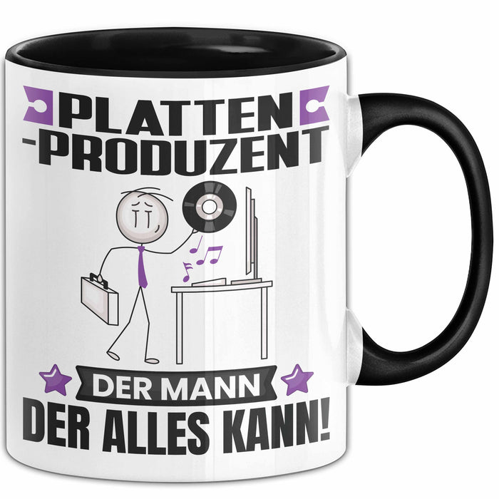 Plattenproduzent Tasse Geschenk für Plattenproduzent Der Mann Der Alles Kann Geschenkidee zum Geburtstag Schwarz Trendation