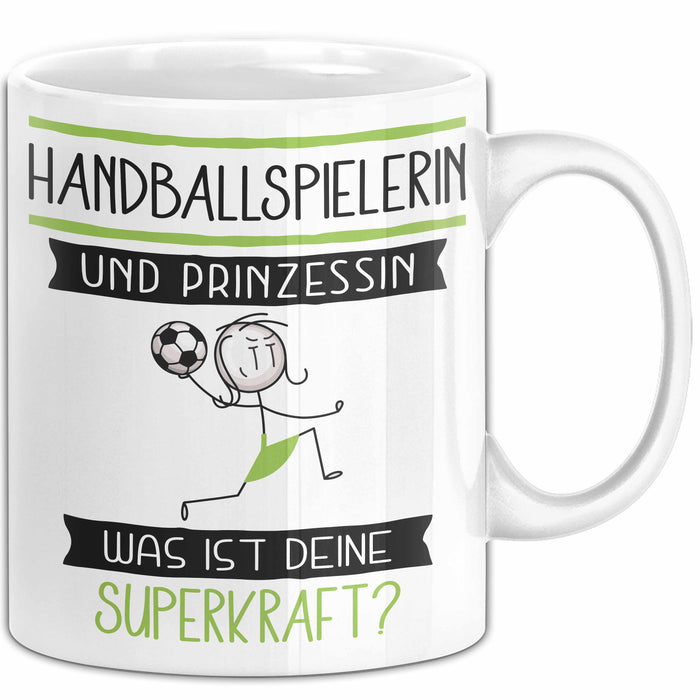 Handballspielerin Und Prinzessin Tasse Geschenk Für Eine Handballspielerin Geburtstag Was Ist Deine Superkraft Weiß Trendation