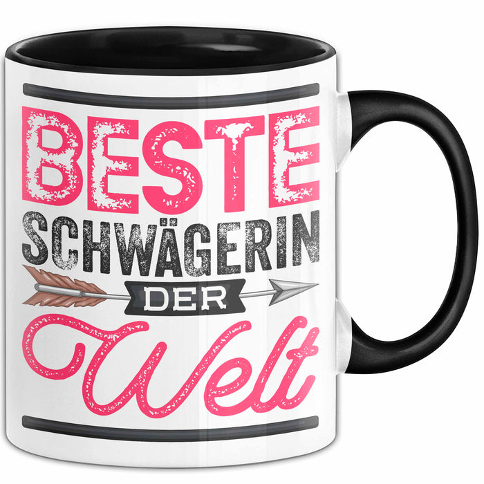 Schwägerin Geschenk Tasse Mit Spruch Beste Schwägerin Der Welt Becher Schwarz Trendation