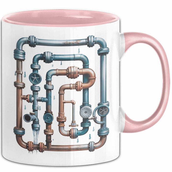 Klempner Tasse Geschenkidee für Rohrleger Lustiger Spruch Rosa Trendation
