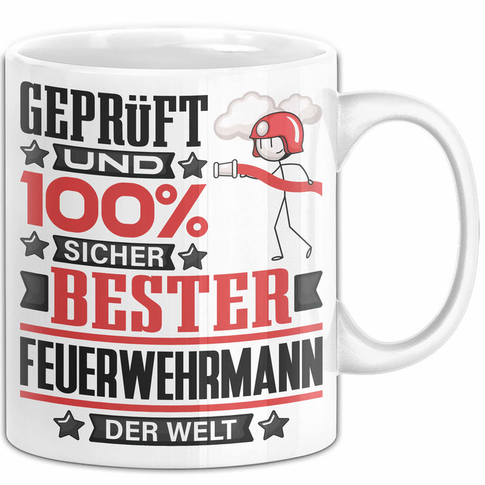 Feuerwehrmann Geschenk Lustiger Spruch für Feuerwehrmann Geschenkidee Bester Feuerwehrmann Der Welt Weiß Trendation