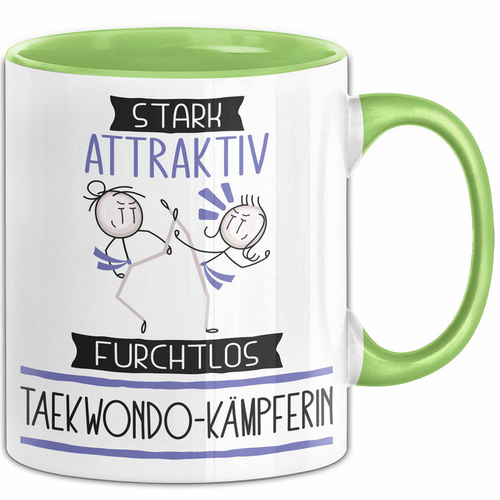 Taekwondo-Kämpferin Tasse Geschenk Becher Stark Attraktiv Furchtlos Taekwondo-Kämpferin Lustige Geschenkidee Grün Trendation