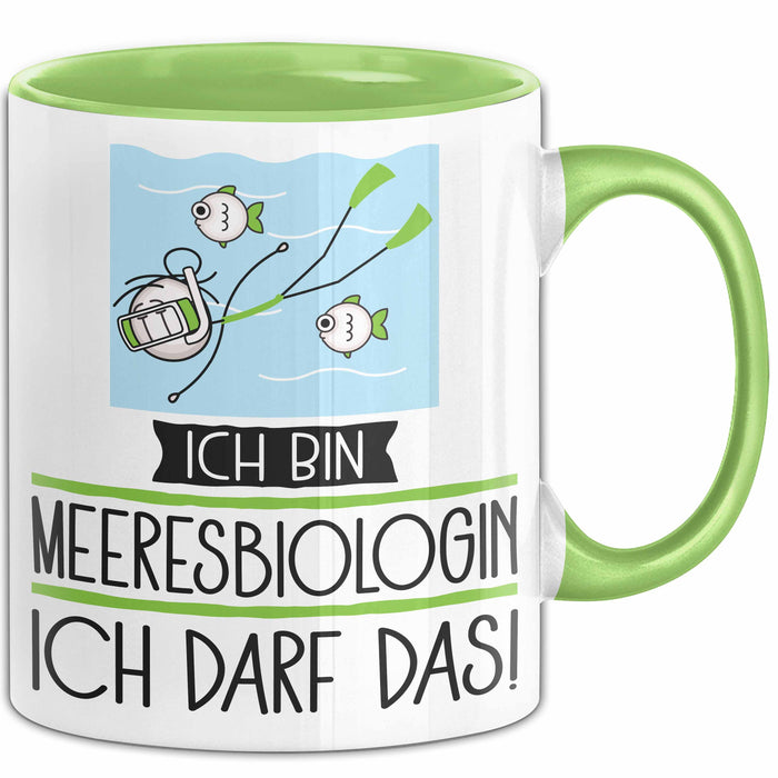 Geschenk für Meeresbiologin Tasse Lustige Geschenkidee Geburtstag Ich Bin Meeresbiologin Ich Darf Das Grün Trendation