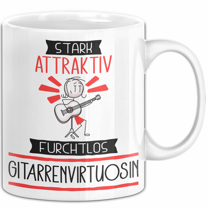 Gitarrenvirtuosin Tasse Geschenk Becher Stark Attraktiv Furchtlos Gitarrenvirtuosin Lustige Geschenkidee Weiß Trendation