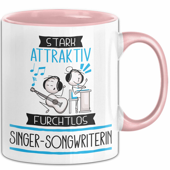 Singer-Songwriterin Tasse Geschenk Becher Stark Attraktiv Furchtlos Singer-Songwriterin Lustige Geschenkidee Rosa Trendation