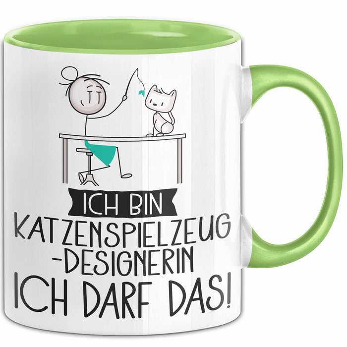 Geschenk für Katzenspielzeug-Designerin Tasse Lustige Geschenkidee Geburtstag Ich Bin Katzenspielzeug-Designerin Ich Darf Das Grün Trendation