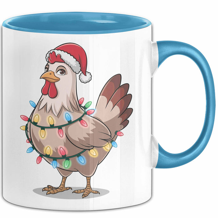 Huhn Weihnachtsfeier Tasse Geschenk Lustige Geschenkidee Spruch Blau Trendation