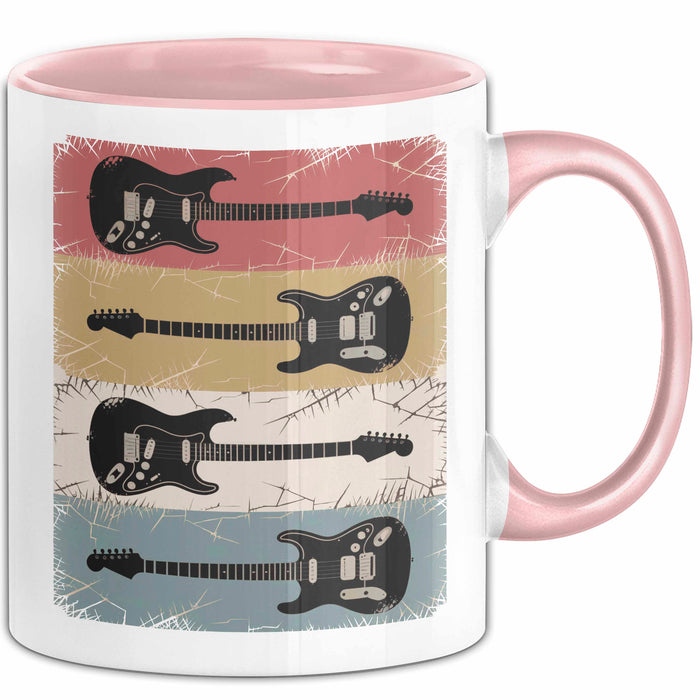 Gitarre Musik Retro Musiker Gitarrist Tasse Geschenk Lustige Geschenkidee Spruch Rosa Trendation