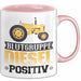 Auto Tasse Geschenk Blutgruppe Positiv Traktor Spruch Geschenkidee bagger Rosa Trendation