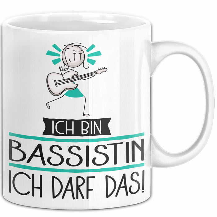 Geschenk für Bassistin Tasse Lustige Geschenkidee Geburtstag Ich Bin Bassistin Ich Darf Das Weiß Trendation