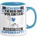 Tierheimvolontär Tasse Geschenk für Tierheimvolontär Geburtstag Lustiger Spruch Kaffee-Becher Was Ist Deine Superkraft Blau Trendation