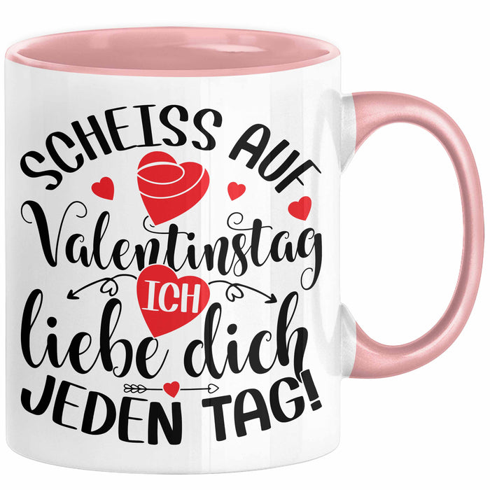 Valentinstag Tasse Geschenk für Ihn Sie Männer Für Paare Freundin Geschenkidee Kaffee-Becher Liebe Ich Liebe dich Jeden Tag Rosa Trendation