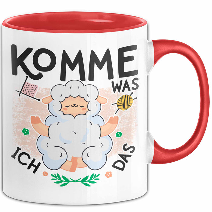 Schaf Tier Bauer Tasse Becher Geschenk Lustige Geschenkidee Spruch Komme Was Wolle Ich Schaf Das Rot Trendation