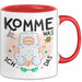 Schaf Tier Bauer Tasse Becher Geschenk Lustige Geschenkidee Spruch Komme Was Wolle Ich Schaf Das Rot Trendation