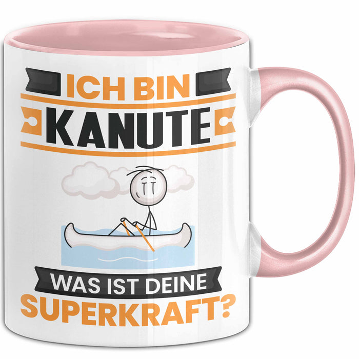 Kanute Tasse Geschenk für Kanute Geburtstag Lustiger Spruch Kaffee-Becher Was Ist Deine Superkraft Rosa Trendation