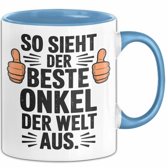 Onkel Sarkastisch Sarkasmus Tasse Geschenk Lustige Geschenkidee Spruch So Sieht Der Beste Onkel Der Welt Aus Blau Trendation