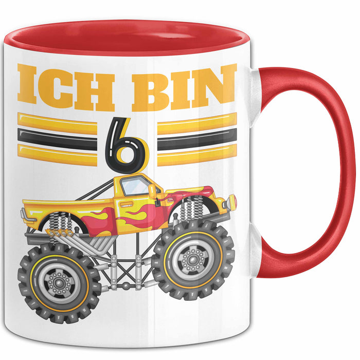 6. Geburtstag Geschenk Tasse Becher Jungs Trucks Geburtstagsgeschenk Ich Bin 6 Rot Trendation