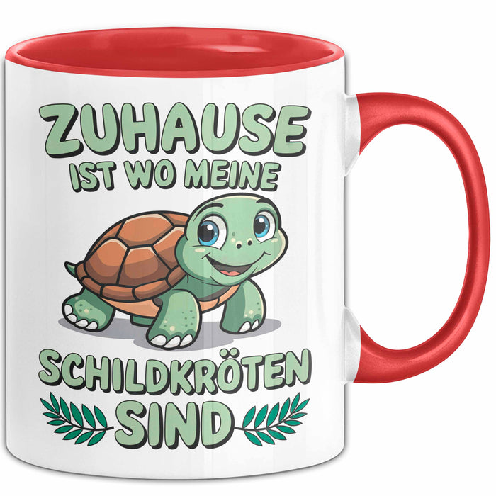 Schildkröte Tierliebhaber Tasse Geschenk Lustige Geschenkidee Spruch Zuhause Ist Wo Meine Schildkröten Sind Rot Trendation