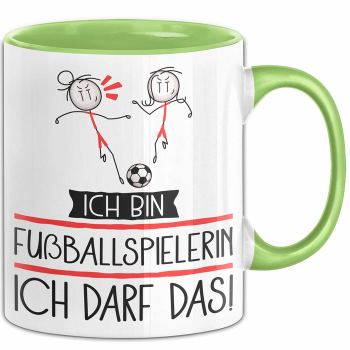 Geschenk für Fußballspielerin Tasse Lustige Geschenkidee Geburtstag Ich Bin Fußballspielerin Ich Darf Das Grün Trendation