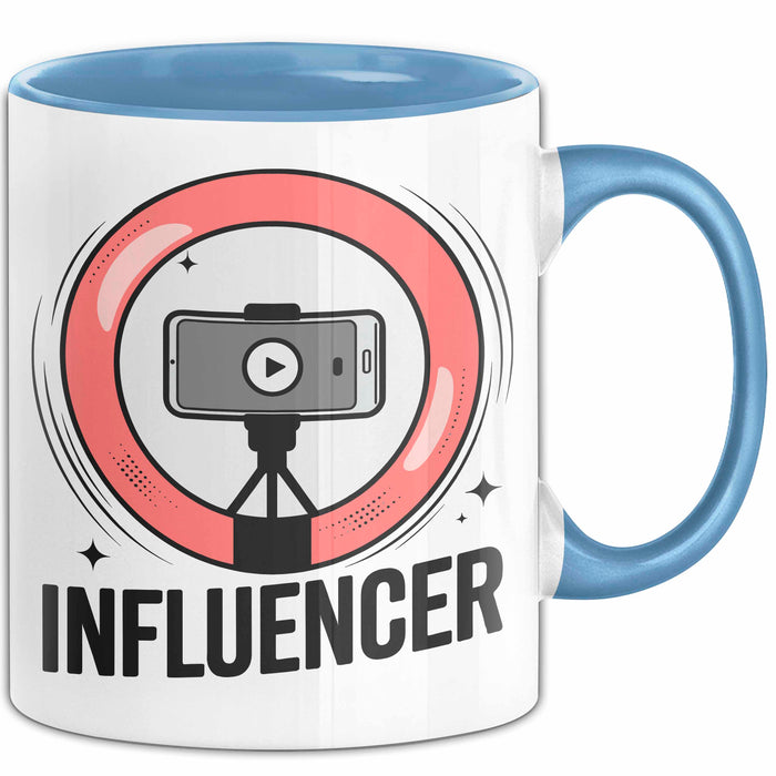 Influencer Tasse Geschenkidee für Content Creator Fans Blau Trendation
