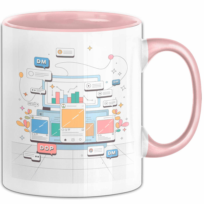 Social Media Manager Tasse Geschenk Lustige Geschenkidee Spruch Für Wachstum Treiber Rosa Trendation