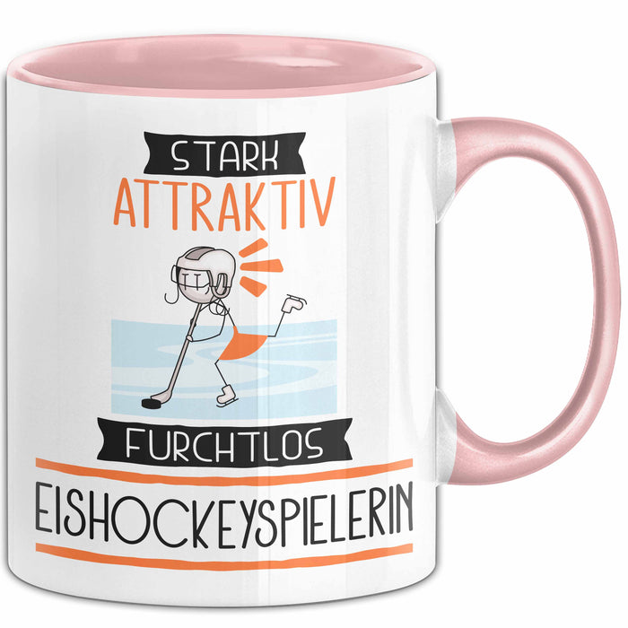 Eishockeyspielerin Tasse Geschenk Becher Stark Attraktiv Furchtlos Eishockeyspielerin Lustige Geschenkidee Rosa Trendation
