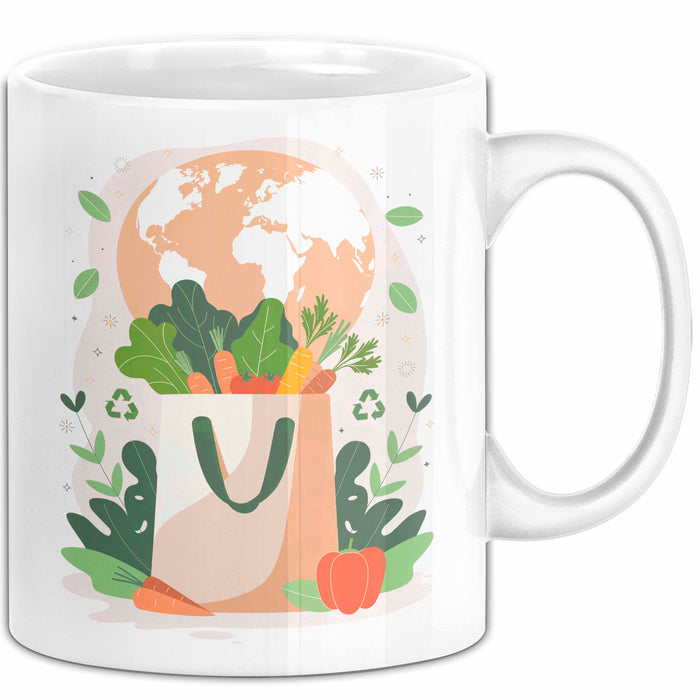 Nachhaltiges Leben Tasse Geschenk Lustige Geschenkidee Spruch Für Umwelt Unterstützer Weiß Trendation