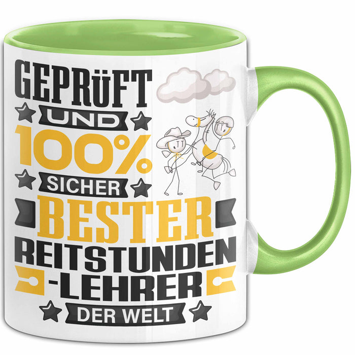 Reitstundenlehrer Geschenk Lustiger Spruch für Reitstundenlehrer Geschenkidee Bester Reitstundenlehrer Der Welt Grün Trendation