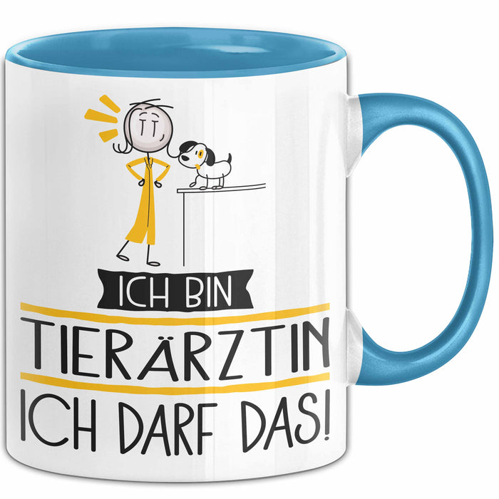 Geschenk für Tierärztin Tasse Lustige Geschenkidee Geburtstag Ich Bin Tierärztin Ich Darf Das Blau Trendation
