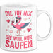 Flamingo Trinkend Tasse Geschenk Lustige Geschenkidee Spruch Die Tut Nix Die Will Nur Saufen Weiß Trendation