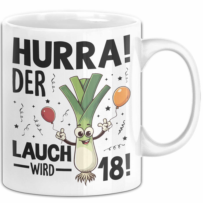 18. Geburtstag Tasse Geschenk Jungs Männer Mann 18Er Hurra Der Lauch Wird 18 Weiß Trendation