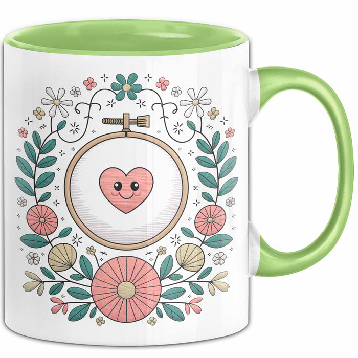 Stickerei Liebhaber Tasse Geschenk Lustige Geschenkidee Spruch Für Stich Künstler Grün Trendation