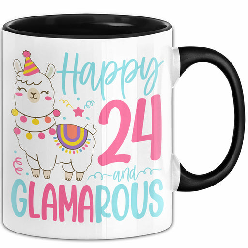 24er Geburtstag Tasse Geschenk Happy 24 And Glamarous Llama Alpaka Liebhaber Geschenkidee zum Geburtstag Trendation