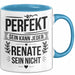 Renate Tasse Geschenk Perfekt Sein Kann Jeder Geschenkidee Geburtstag Blau Trendation